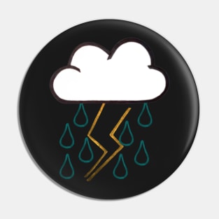 Colored Rainy and Stormy Cloud Design (Turquoise Blue) Pin