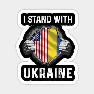 I Stand With Ukraine Two Hands Ripping Usa and Ukraine Magnet