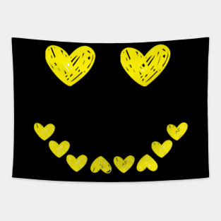 Smiling face heart yellow Tapestry