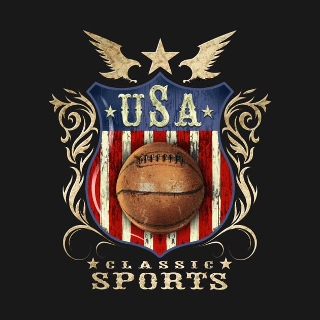 USA Classic vintage Basketball sports logo by Artizan