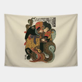 Samurai and monster serpent / Utagawa Kuniyoshi  ukiyoe art Tapestry