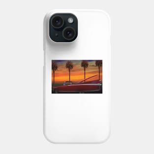 RED CADILLAC CONVERTABLE AND PALM TREES Phone Case