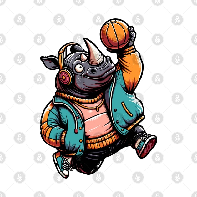 funny rhino basketball by TimeWarpWildlife