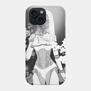 Cybergirl with Cherry Blossom Manga Art (Without Text) Phone Case