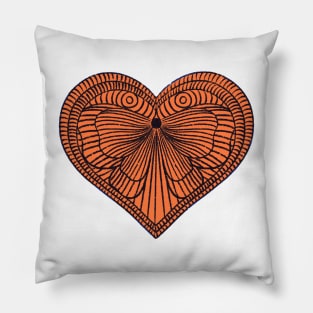 Love orange butterfly heart on white background Pillow