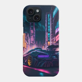 Dark Neon City Sports Car Phone Case