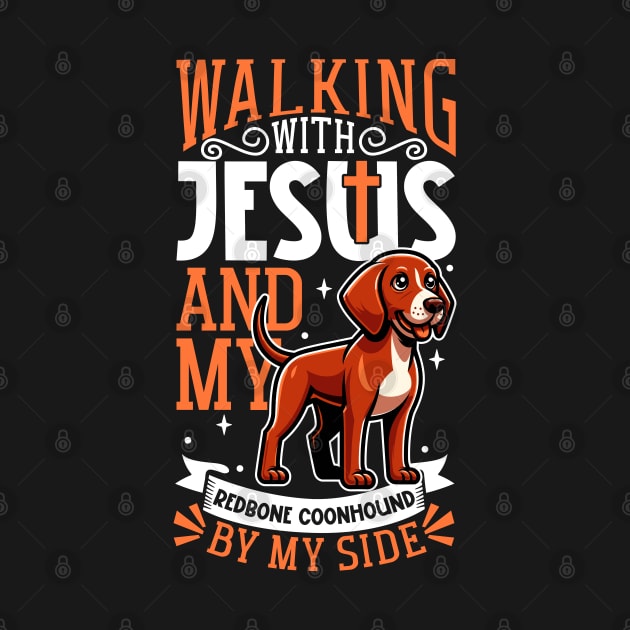 Jesus and dog - Redbone Coonhound by Modern Medieval Design