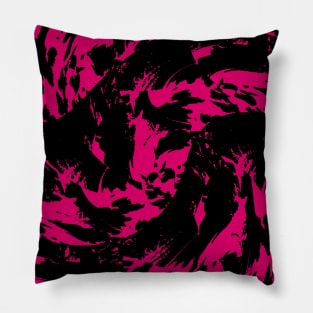 Pink and Black Paint Splatter Graffiti Pillow