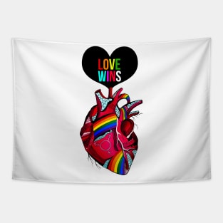 Love Wins Pride Heart Tapestry