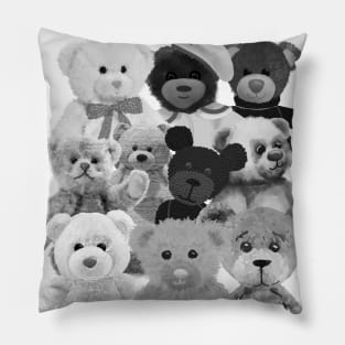 Teddy bear - lots of teddy bears - black and white Pillow