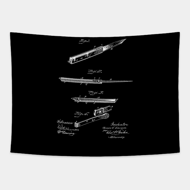 Pocket Knife Vintage Patent Hand Drawing Tapestry by TheYoungDesigns