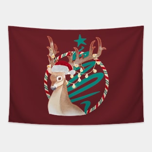 Merry Christmas Deer Tapestry