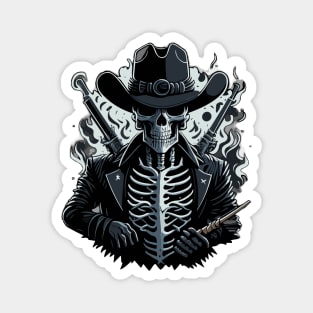 Cowboy skull with guns Magnet