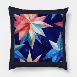 Multi-color Watercolor Christmas Stars Pillow