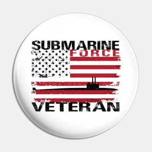 Submarine Force Veteran USA Flag Black Stars Pin