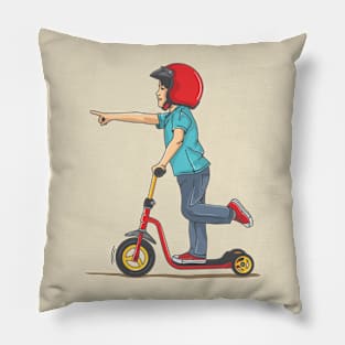 kid ride a push bike Pillow