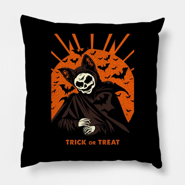 trick or treat bat Pillow by Kingrocker Clothing