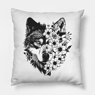 floral wolf Pillow