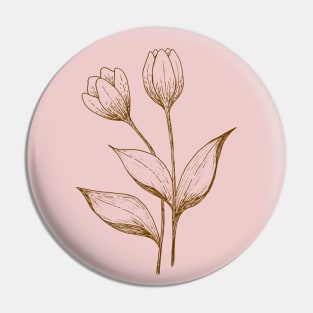 Tulip flower botanical line drawing in pastel pink Pin