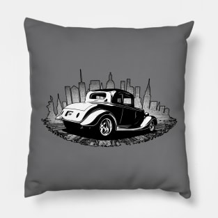 34 Ford with city skyline Pillow