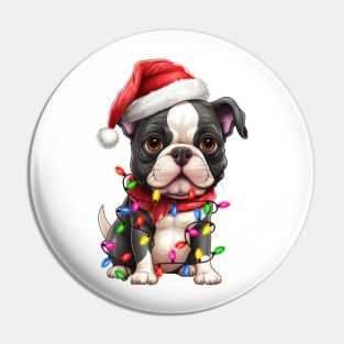 Christmas Boston Terrier Pin