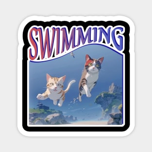 Cat Love Swimming Magnet