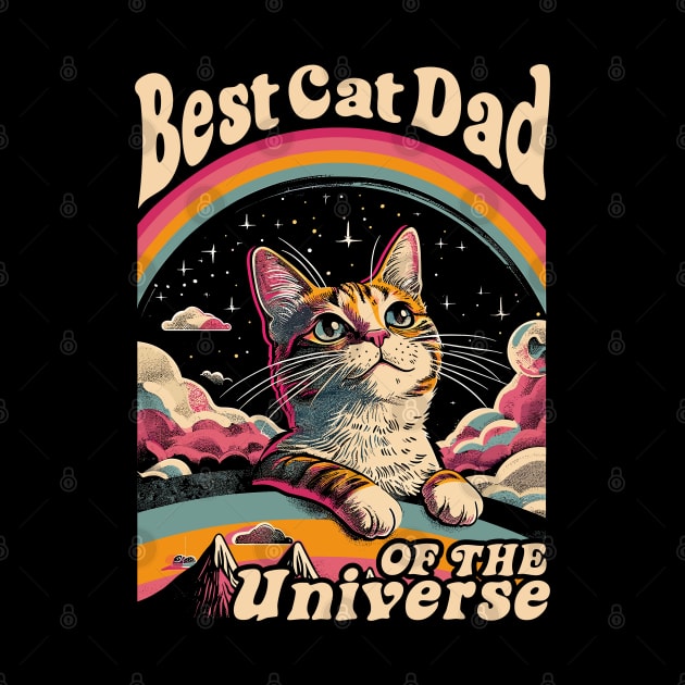 Best Cat Dad In The Universe 60s 70s Hippie Aesthetic Men by Apocatnipse Meow