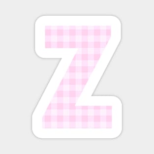Pink Letter Z in Plaid Pattern Background. Magnet
