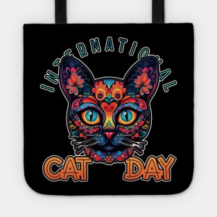 International Cat Day Sugar Skull Cat Mom Tote