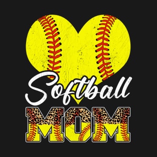 Softball Mom Leopard Ball Mom Mothers Day Mom T-Shirt