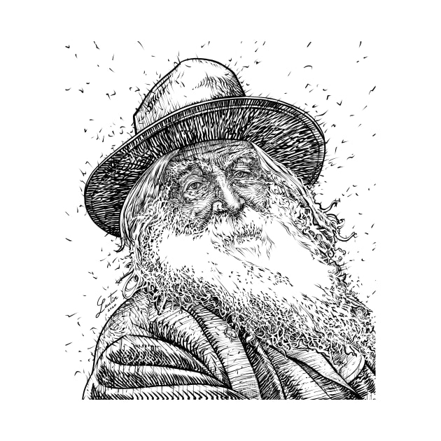 WALT WHITMAN ink portrait by lautir