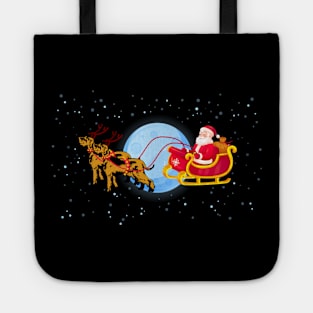 Santa Riding Schnauzer Reindeer Shirt Tote