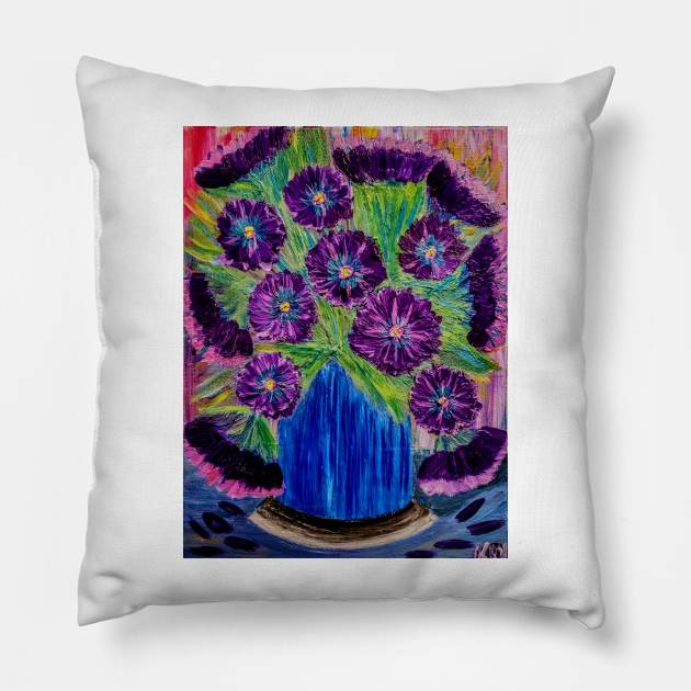 Purple flowers Pillow by kkartwork