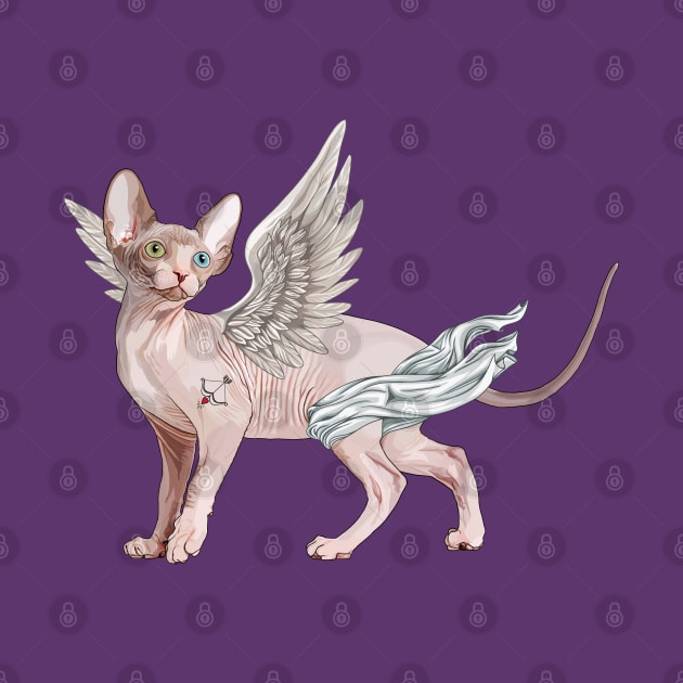 Valentines Day Sphynx Cat Cupid by CarleahUnique