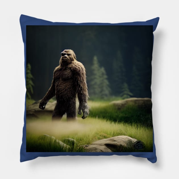 Sasquatch in Nature Pillow by Grassroots Green