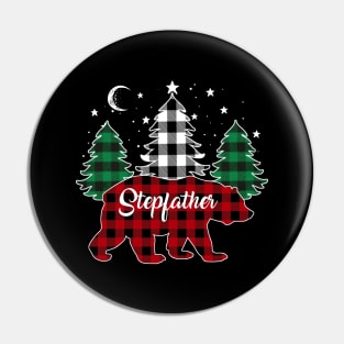 Stepfather Bear Buffalo Red Plaid Matching Family Christmas Pin