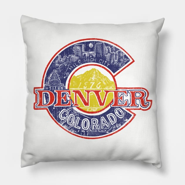 vintage denver colorado flag Pillow by inkzella