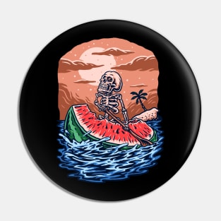 Skeleton Ride Watermelon Pin