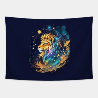 Lion on the background of the starry sky Tapestry