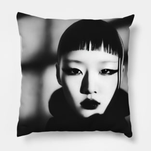 K-Pop art, black and white boy Pillow