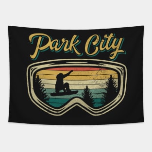 Snowboard Park City Utah Distressed Goggles Big Air Snow Tapestry