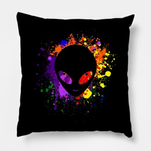 Paint Splatter Alien Pillow