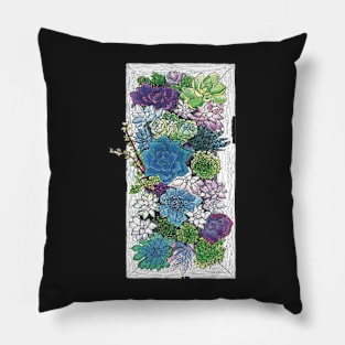 Purple and Blue Succulents Pillow