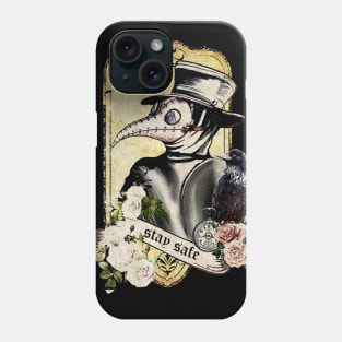 Plague Doctor Say "stay safe" halfatone style Phone Case