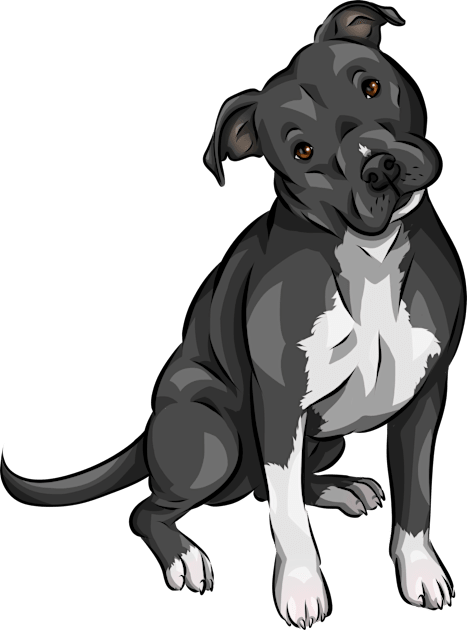 American Pitbull Terrier Dog | Black and White Kids T-Shirt by Shirin Illustration