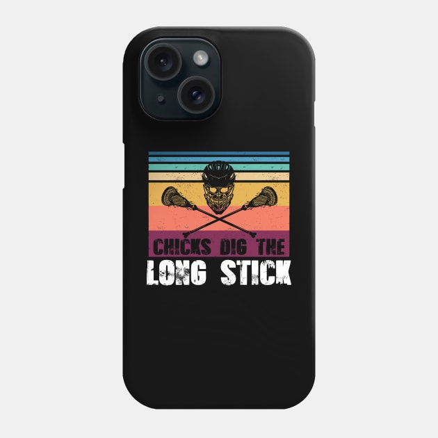 Vintage Chicks Dig The Long Stick Lacrosse Phone Case by NatalitaJK