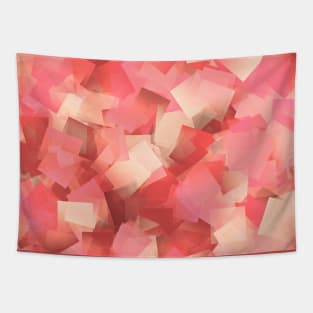 Abstract Peach and Coral Colored Squares Pattern Tapestry