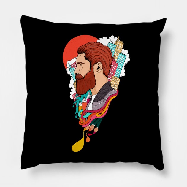City Artist Pillow by Swadeillustrations