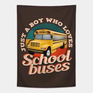 just a boy who loves school buses Tapestry