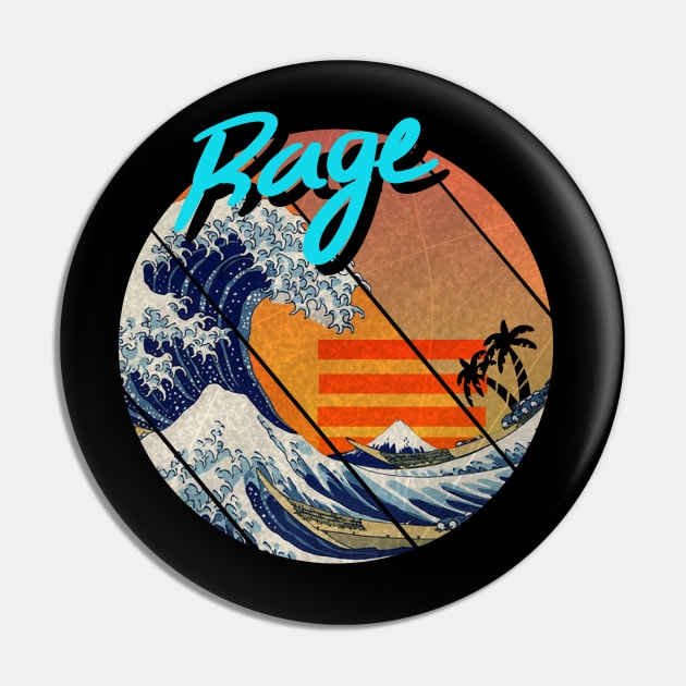 The Great Wave Retro - Rage Pin by A Comic Wizard